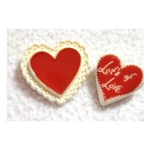 Vtg Heart Brooch Lot Hallmark Inc Celluloid Ceramic Saying Lots Of Love Cottage